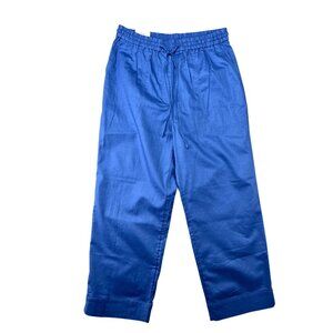 Banana Republic Poplin Relaxed Straight Ankle Pants Pull On Drawstring Blue M